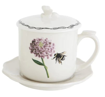 Mug, Saucer, Lid and Strainer, 2 Styles