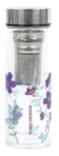 Double Glass Tea Cup with pink flowers 350ML