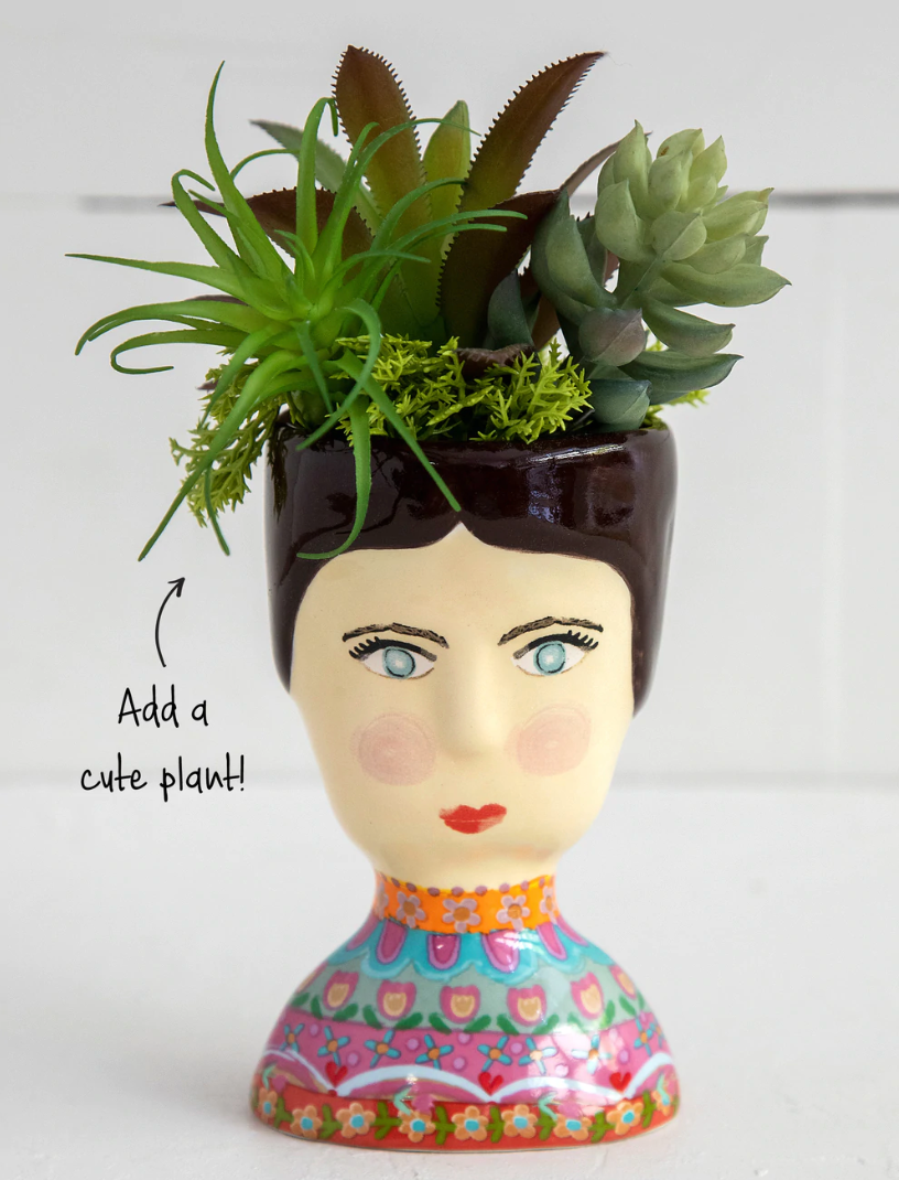 Planter - Folk Lady Brunette