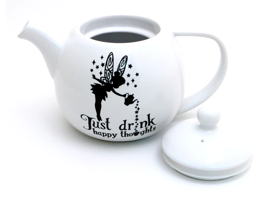 Drink Happy Thoughts Small Round Teapot 4-5 cups. 32 oz.