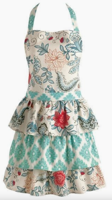 Blue Ikat Flowers Vintage Apron