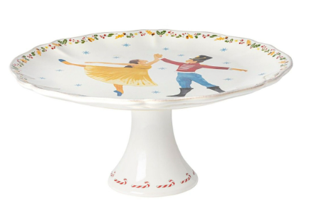 FOOTED PLATE 13'' THE NUTCRACKER WITH GLASS DOME