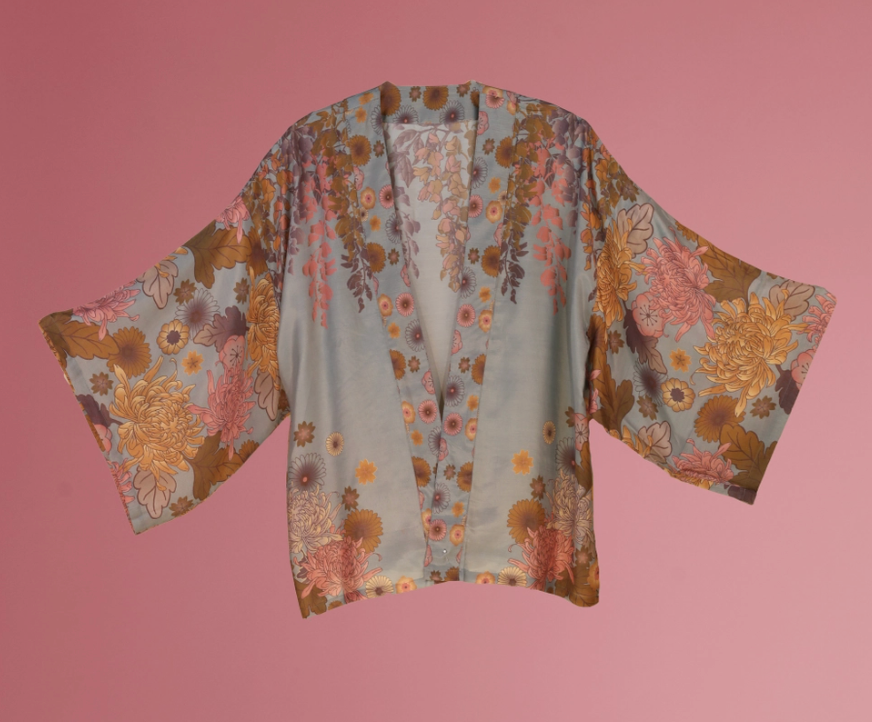 Kimono Jacket Trailing Wisteria - Ice