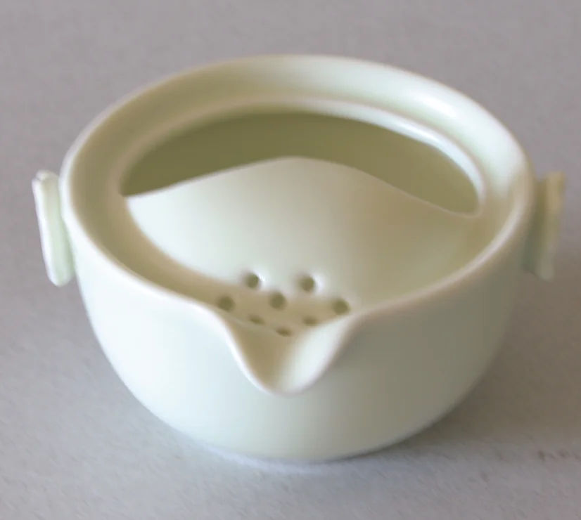 One Tea Cup & Pot, Flower Motif, Pale Green