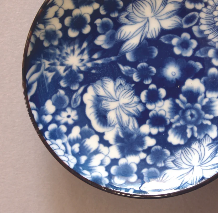 Coral Gaiwan, 2 Cups and Saucer. Stripes