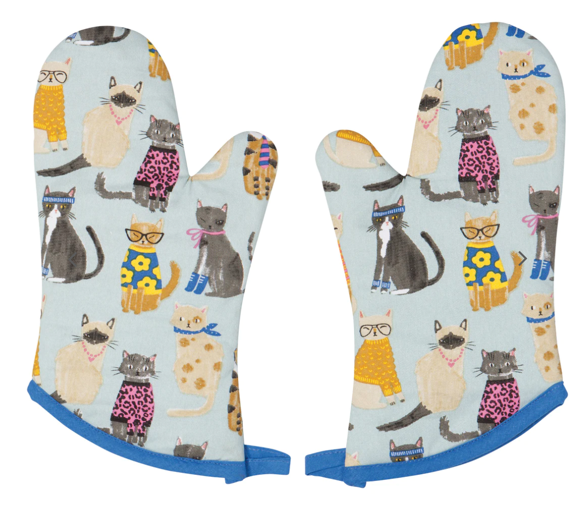 Oven Mitts - Set of 2- Feline Fine