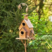 BIRDHOUSE 75" TALL TWO TIER CLASSIC HOME COPPER FINISH BIRDHOUSE STAKE "LANSDALE"