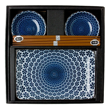 Sushi Set for Two Blue & White Snow
