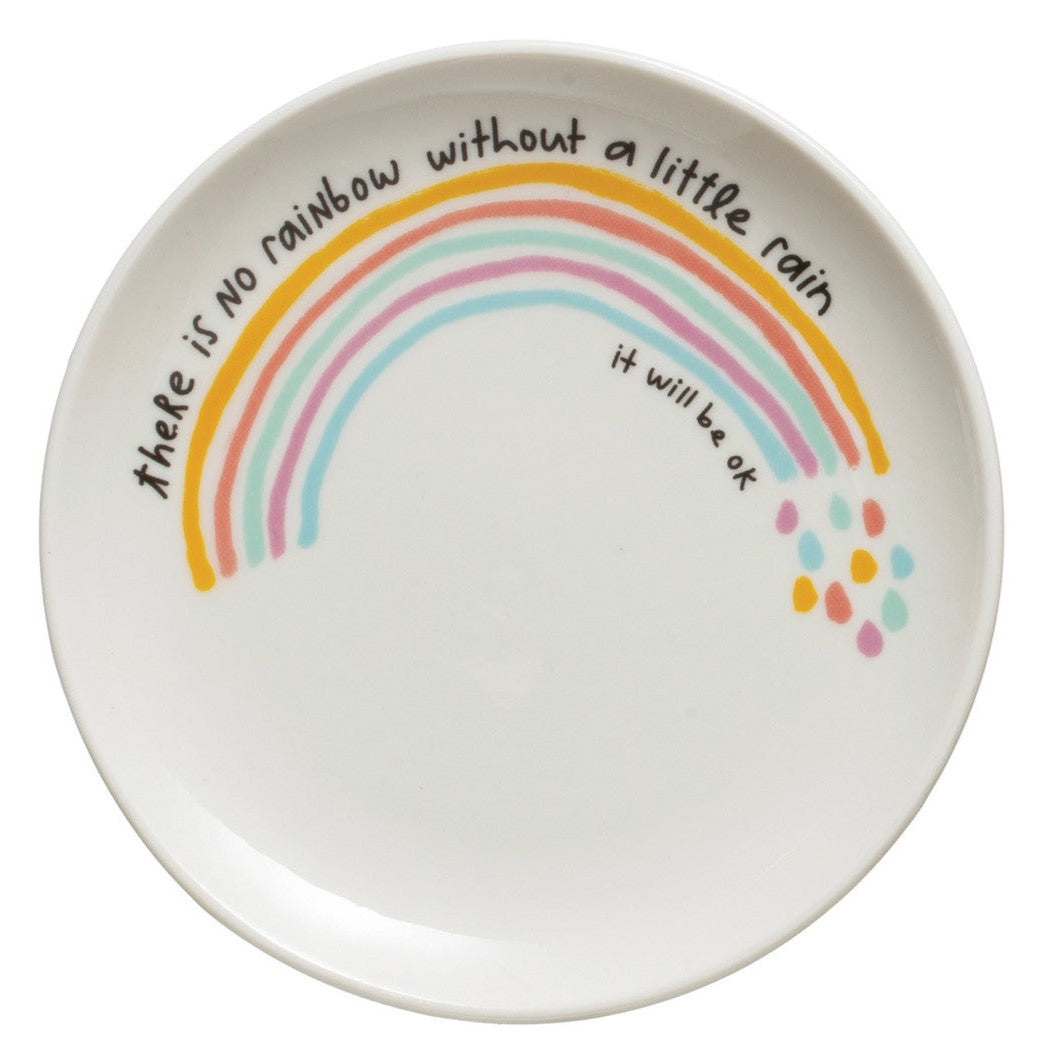 Stoneware Plate with Motivational Saying, 4 Styles