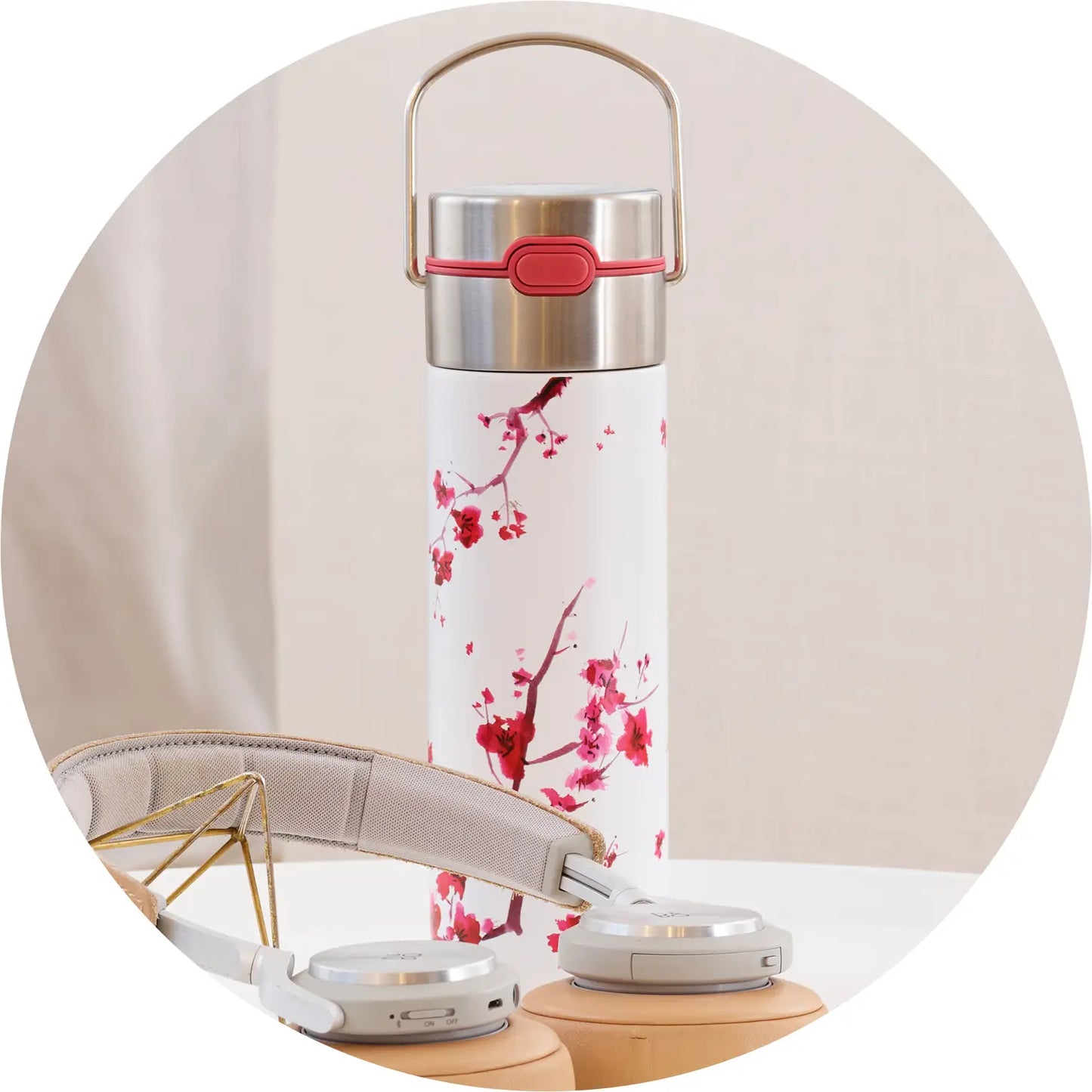 Leeza® Drinking Bottle Cherry Blossom stainless steel, 16.9 fl. oz.