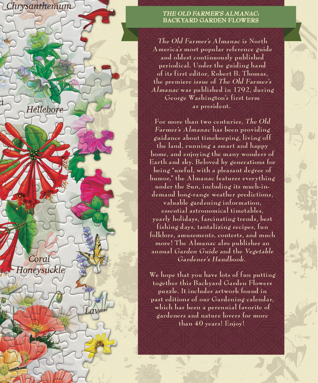 Jigsaw Puzzle Farmers Almanac - Garden Florals 1000 Piece Puzzle