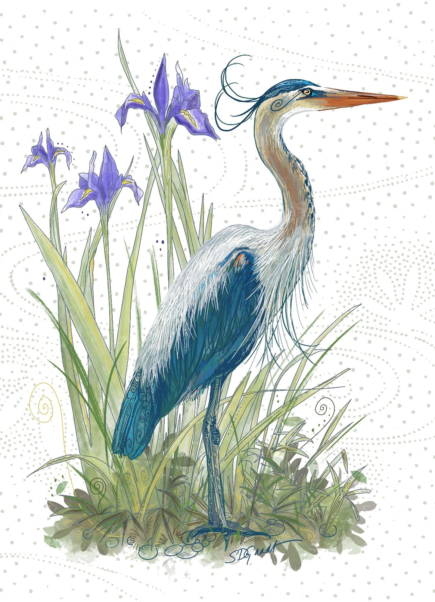Dish Towel Blue Heron