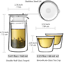 ZENS Travel Tea Set,Glass Portable Teapot Infuser Set for Loose Tea,160ml Double