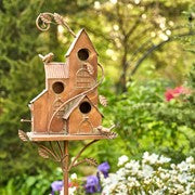 BIRDHOUSE 73.75" TALL FOUR HOME BUNGALOW COPPER FINISH BIRDHOUSE STAKE "JAMISON"