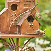 BIRDHOUSE 73.75" TALL FOUR HOME BUNGALOW COPPER FINISH BIRDHOUSE STAKE "JAMISON"