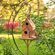BIRDHOUSE 75" TALL TWO TIER CLASSIC HOME COPPER FINISH BIRDHOUSE STAKE "LANSDALE"