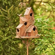 BIRDHOUSE 73.75" TALL FOUR HOME BUNGALOW COPPER FINISH BIRDHOUSE STAKE "JAMISON"