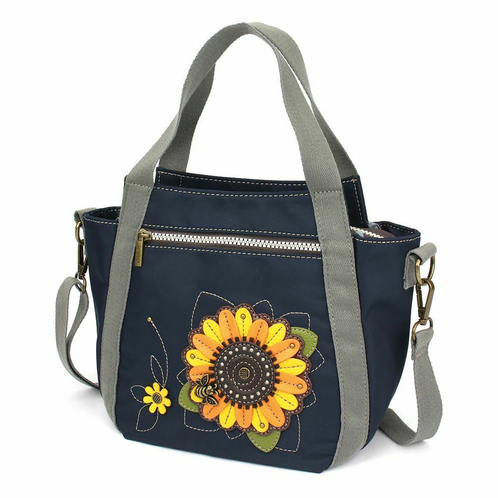 RFID VENTURE MINI CARRYALL TOTE PURSE BAG SUNFLOWER NAVY BLUE