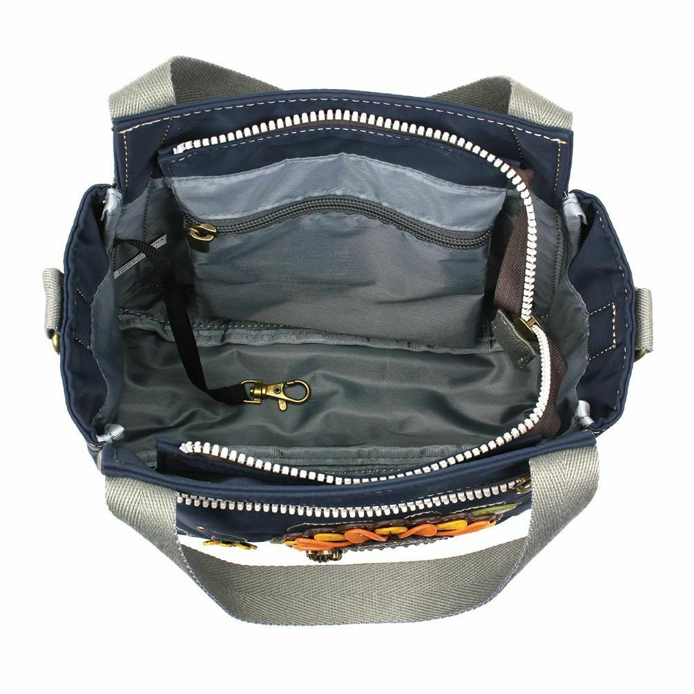 RFID VENTURE MINI CARRYALL TOTE PURSE BAG SUNFLOWER NAVY BLUE