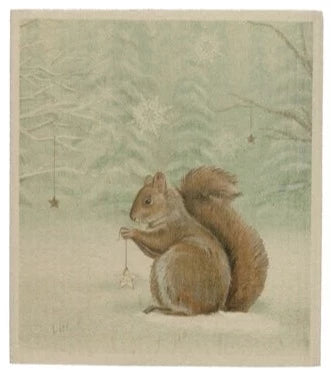 Reusable Cellulose Sponge Cloth with Forest Animals