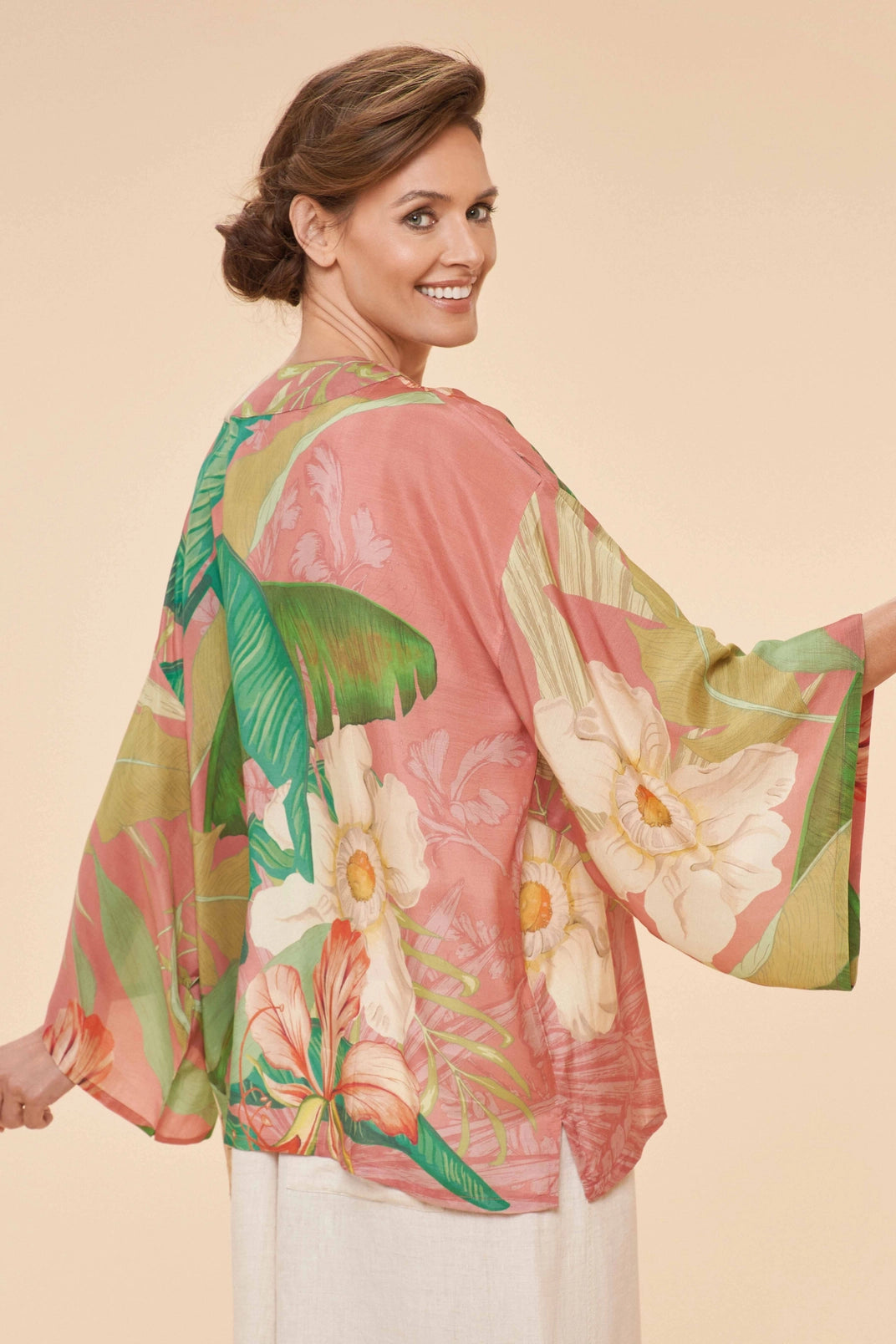 Kimono Jacket Delicate Tropical in Candy