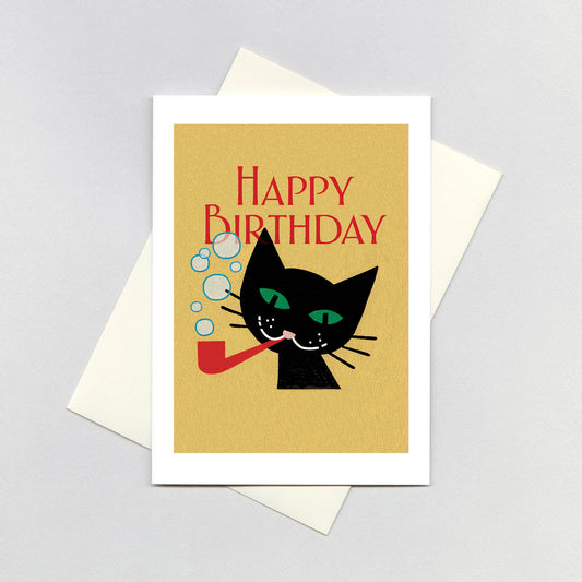 Cat With Pipe- Birthday Card