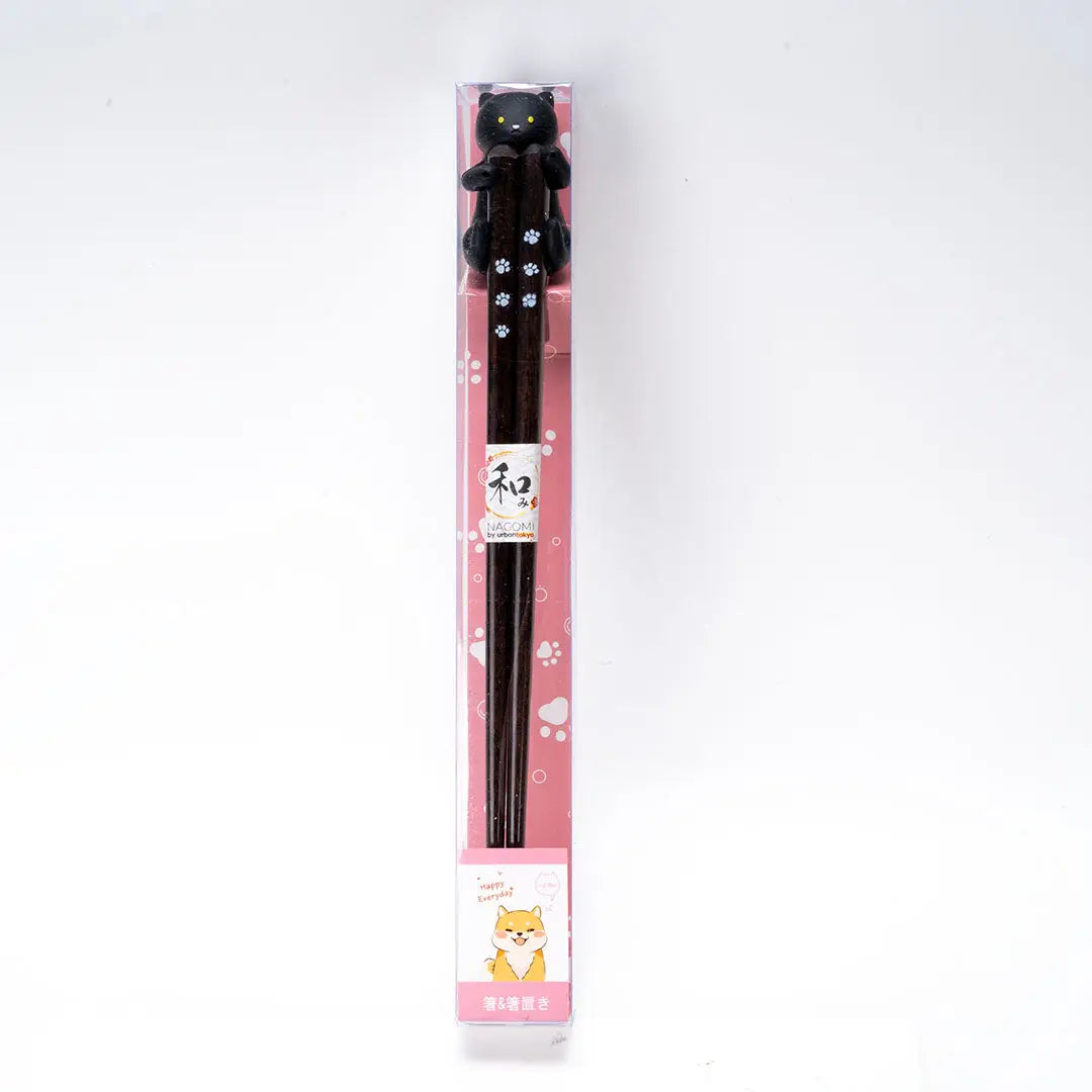Black Cat Chopsticks and Chopsticks Rests Gift Set