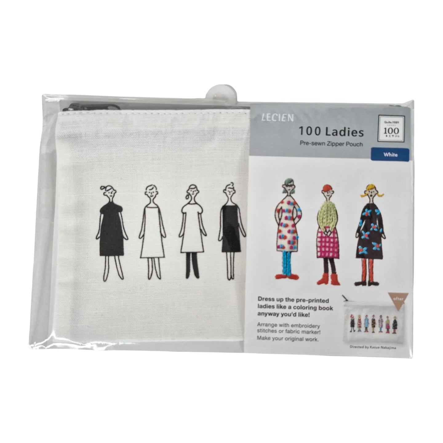100 Ladies White Pre-sewn Zipper Pouch