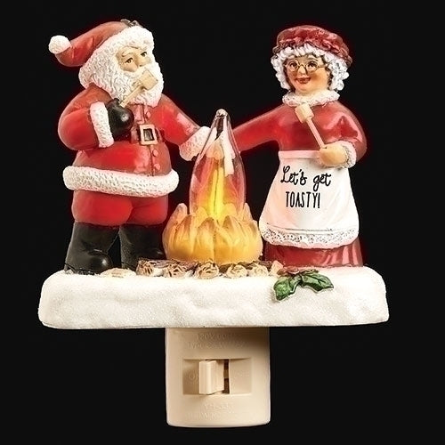 Nightlight - 5"H Santa & Mrs Campfire