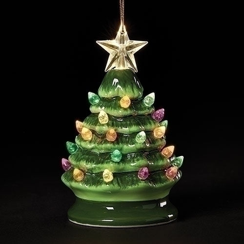 Ornament:  5"H LED Green Vintage; Battery Included