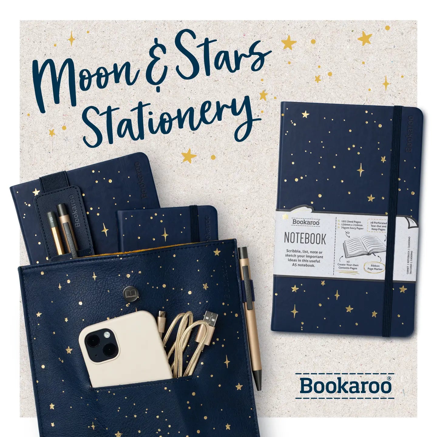 Bookaroo Moon & Stars Stationery