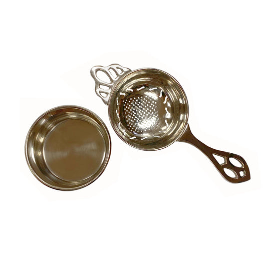 Tea Strainer Nickel Plated with Catch Bowl