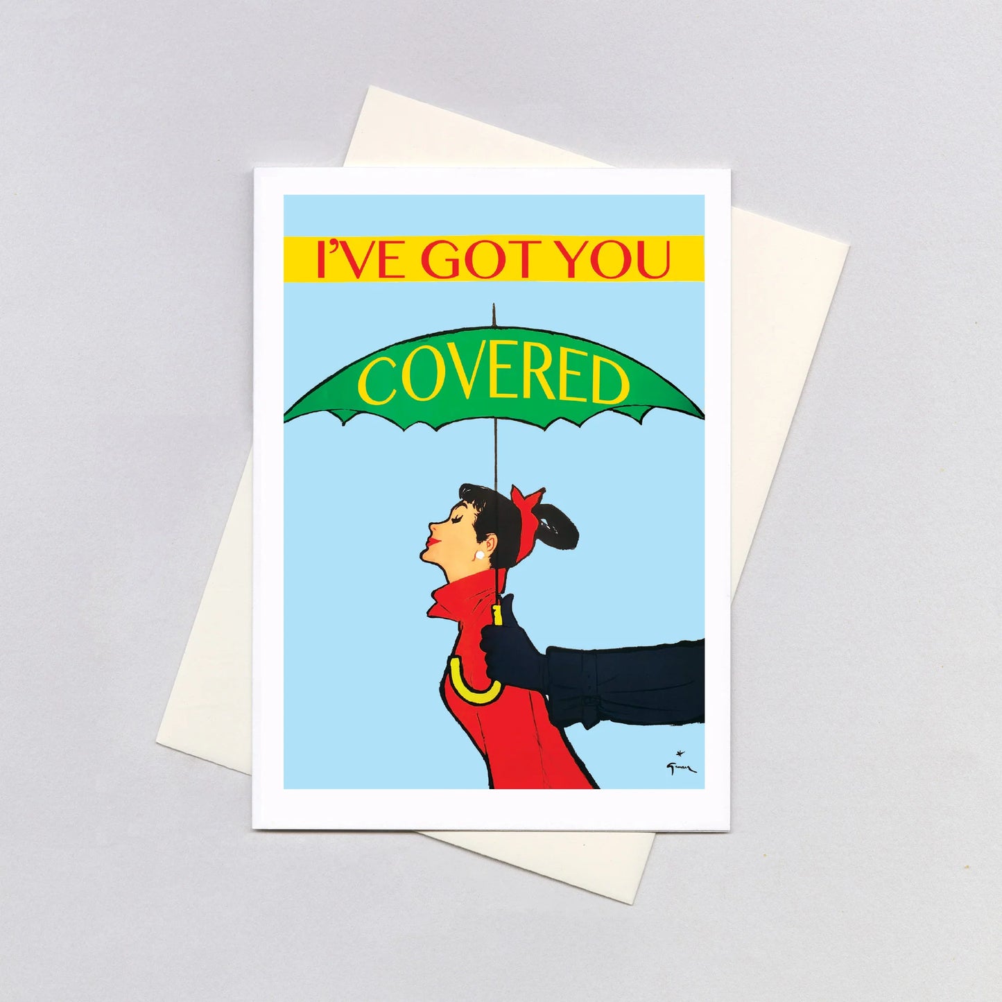 Lady Under a Green Umbrella - Encouragement Greeting Card