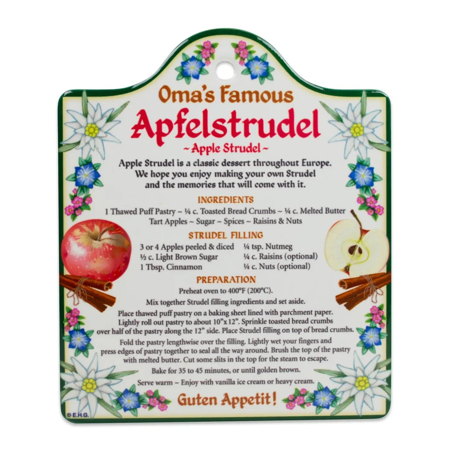 Ceramic Trivet with German Apfel Strudel Recipe
