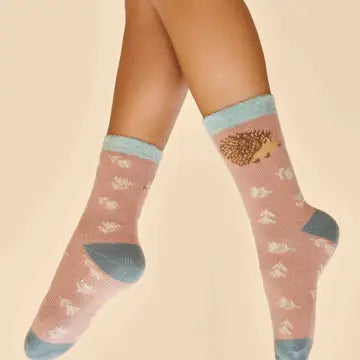 Happy Hedgehog Cosy Socks - Petal