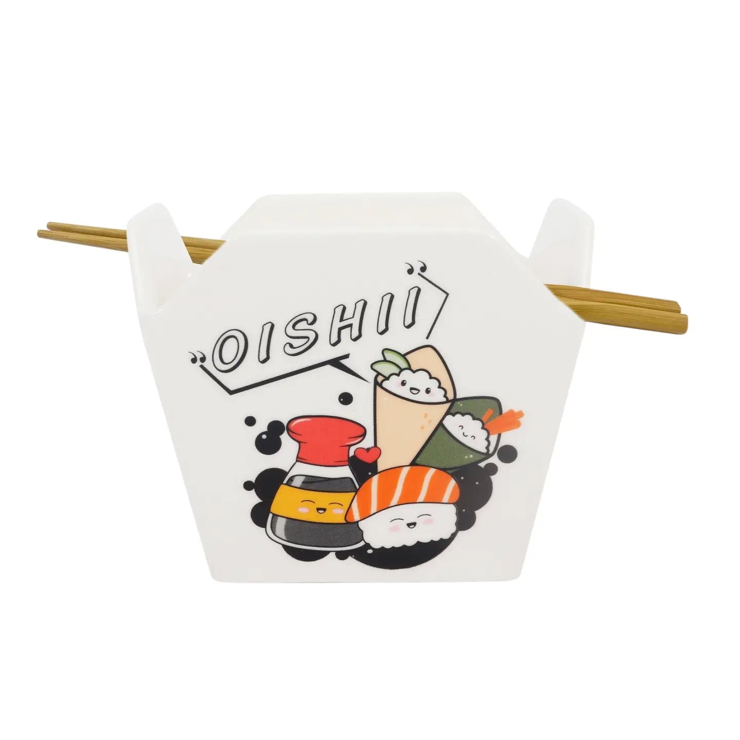 Takeout Box Ceramic Bowl & Chopsticks Gift Set – Oishii