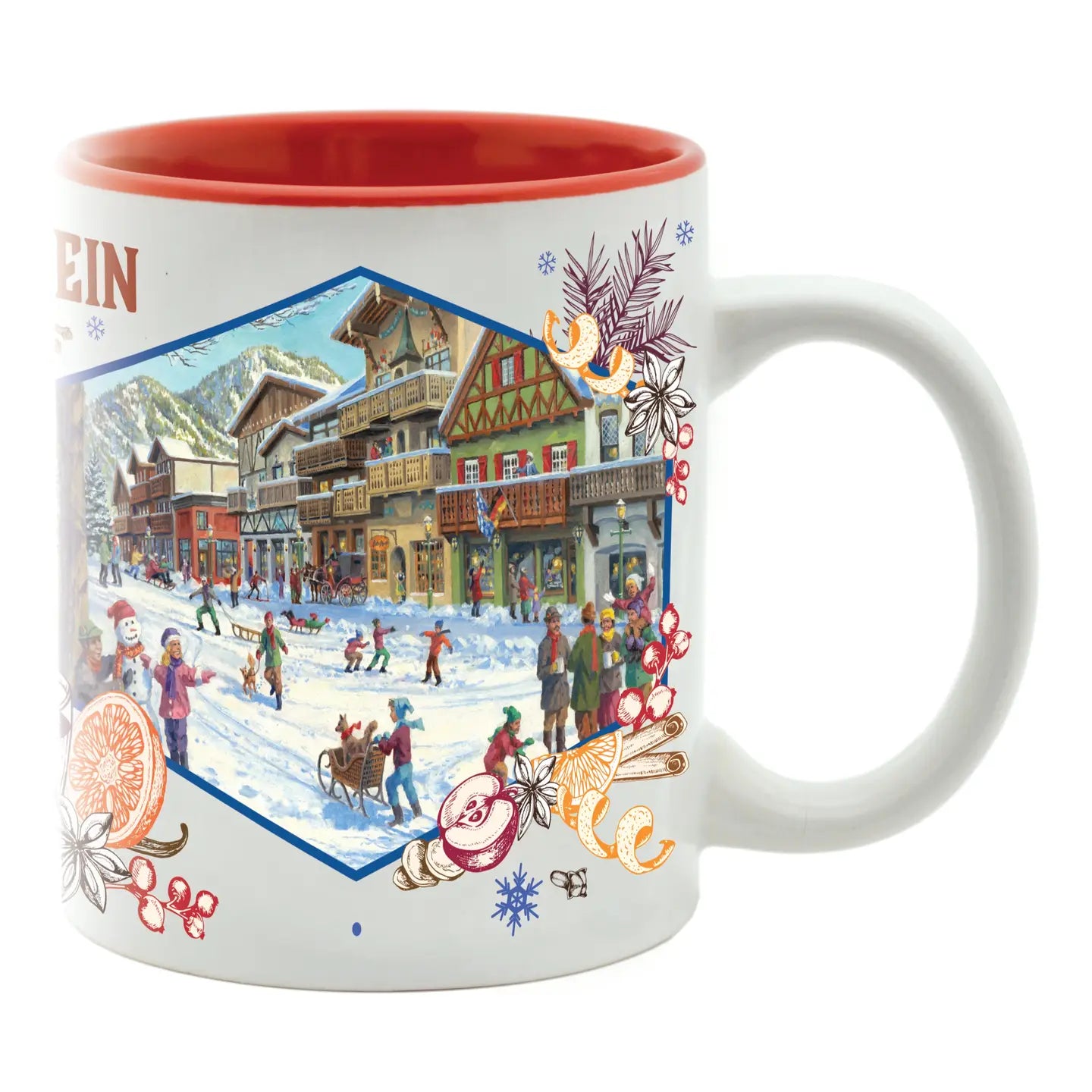 Charming Gluhwein Ceramic Mug German Village Winter Street
