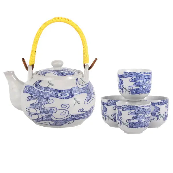 Dragonfly Tombo Tea Set 22oz Tea Pot with 4 Cups