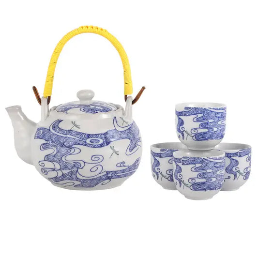 Dragonfly Tombo Tea Set 22oz Tea Pot with 4 Cups