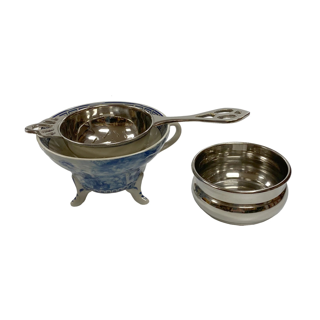 Tea Strainer Nickel Plated with Catch Bowl