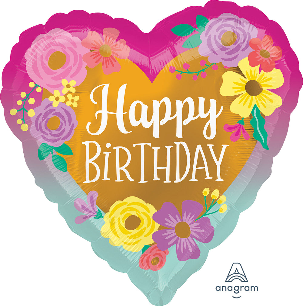 HAPPY BIRTHDAY PAINTED FLOWERS BALLOON
