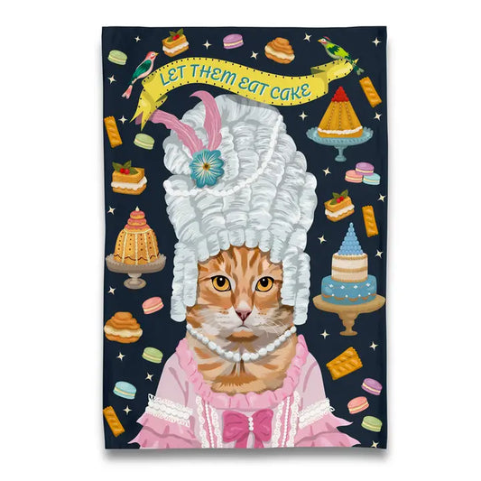 Orange Tabby Marie Antoinette Let Them Eat Cake Tea Towel