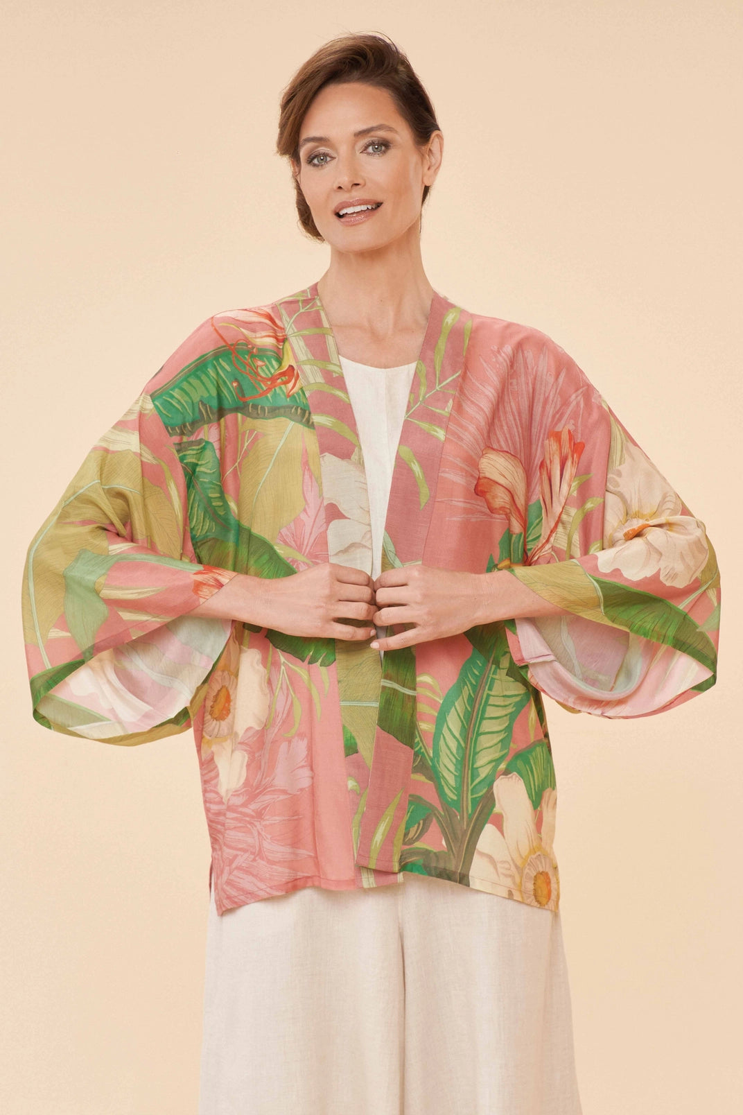 Kimono Jacket Delicate Tropical in Candy