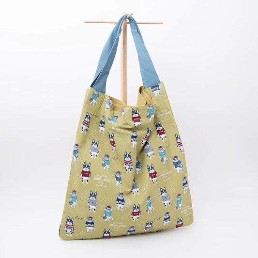 Kusuguru Japan Cat Embroidered Large Tote Bag - Yel