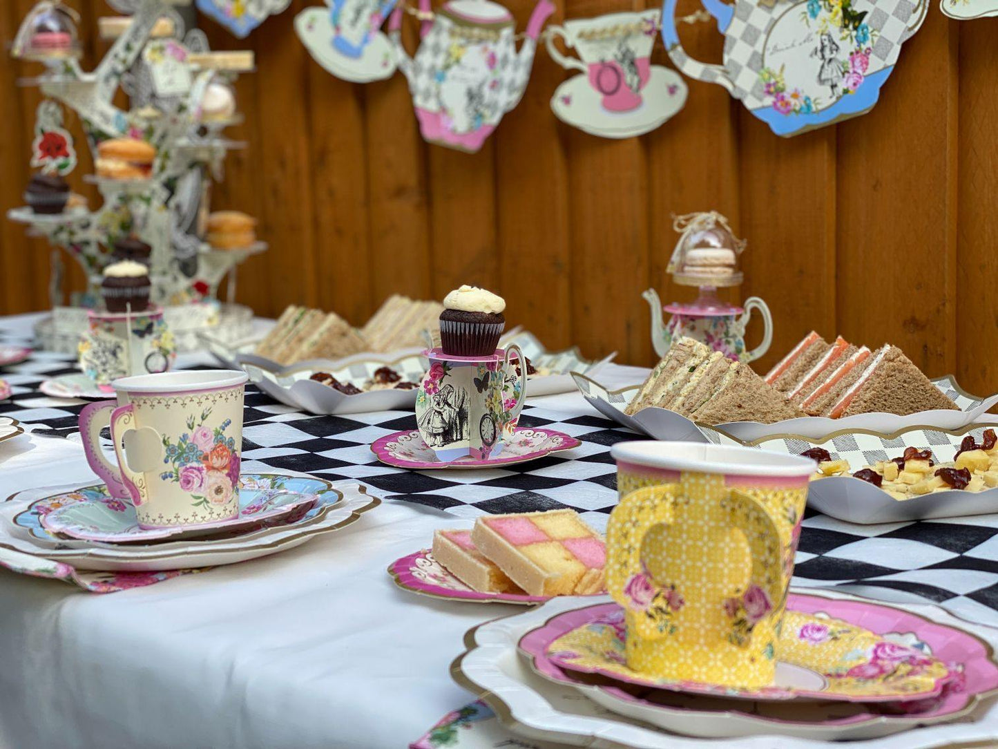Vintage Paper Teacups and Saucers Set - 12 Pack