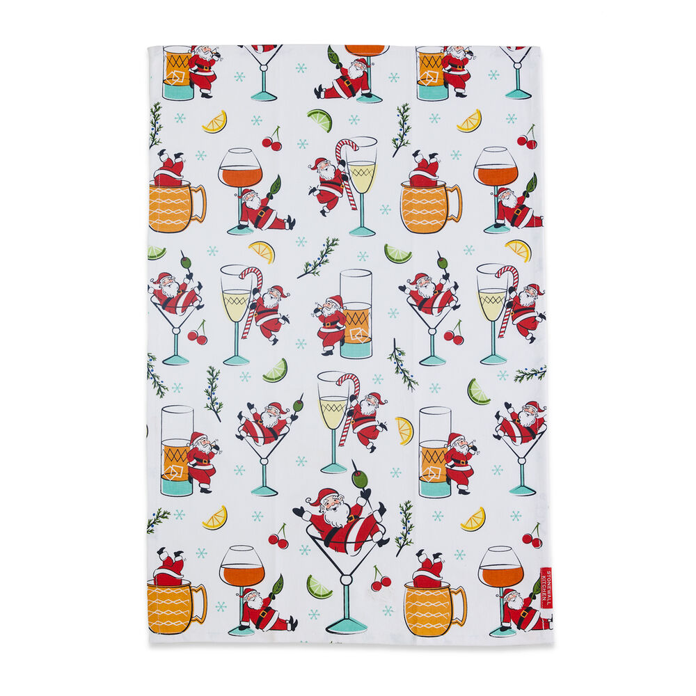 Tea Towel Cocktails with Santa