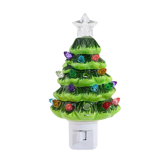 Night Light: 5.75 Lit Ceramic Vintage Tree