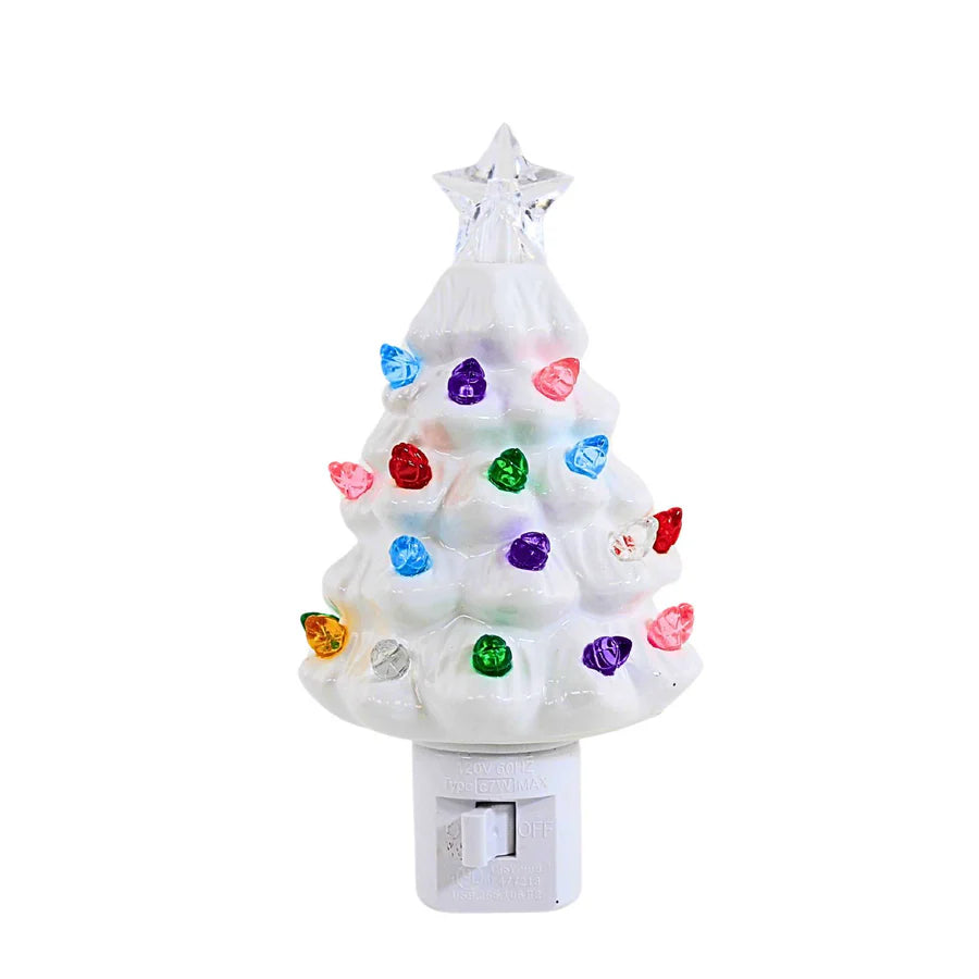 Night Light: 5.75 Lit Ceramic Vintage Tree