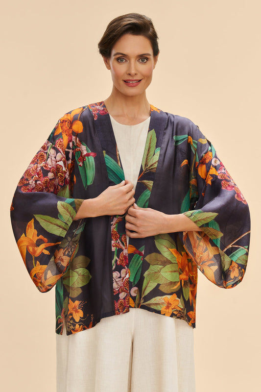 Kimono Jacket - Botany Bliss in Charcoal