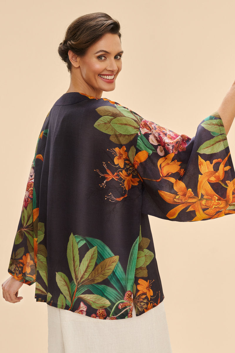 Kimono Jacket - Botany Bliss in Charcoal